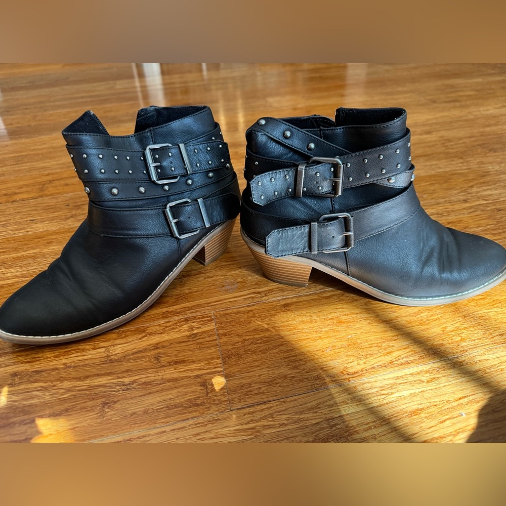 Black Ankle Boots with Buckle Detail